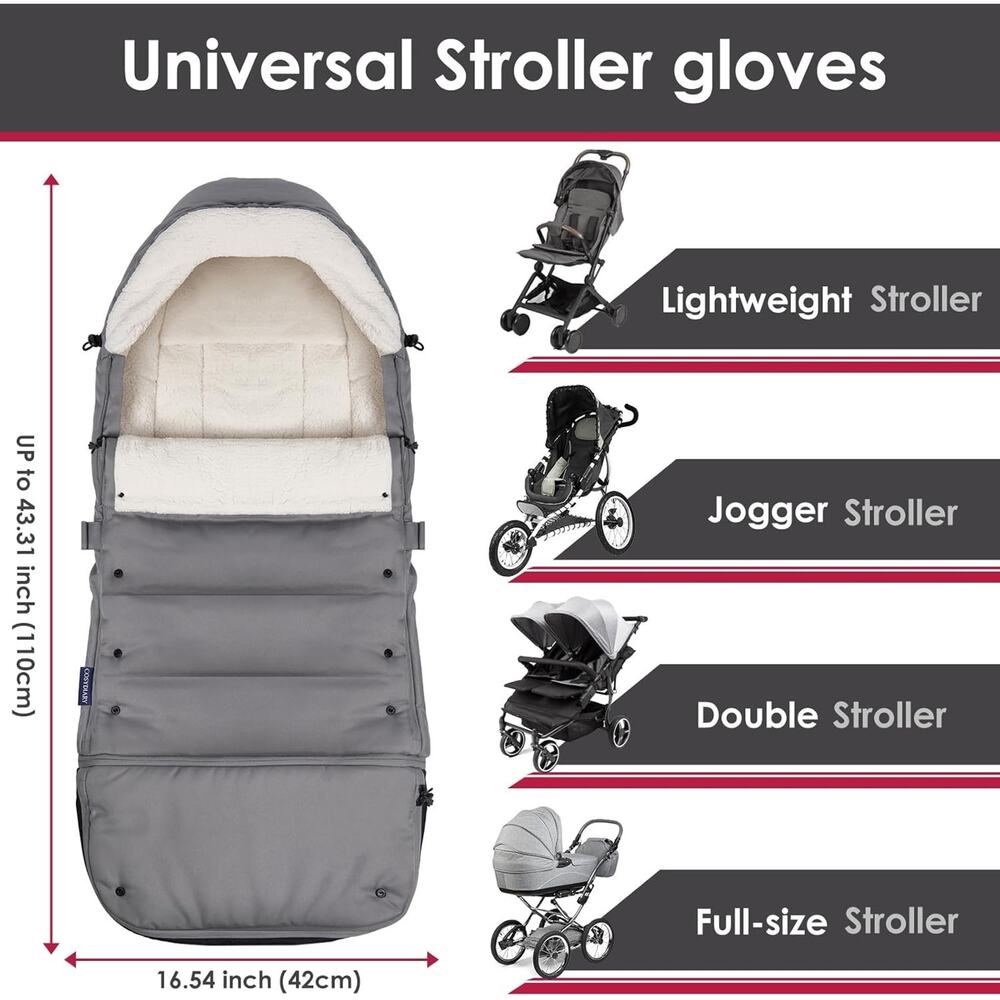 Universal, Weather-Proof, Warm Stroller Footmuff | Extendable Winter Cover | Adj - Picture 4 of 7